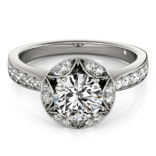 Natural 1.5 ctw Diamond Solitaire Halo Ring 14k White Gold