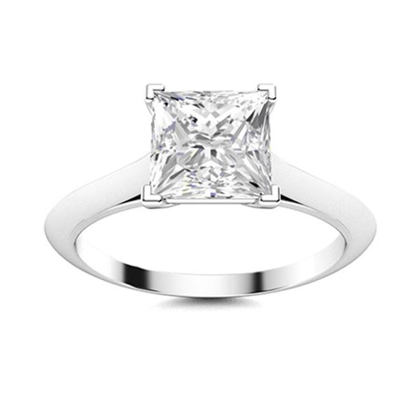 Natural 0.67 CTW Topaz Solitaire Ring 14K White Gold