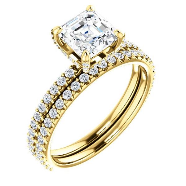 Natural 2.62 CTW Halo Asscher Cut Diamond Ring 14KT Yellow Gold