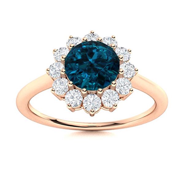 Natural 1.08 CTW Topaz & Diamond Engagement Ring 18K Rose Gold