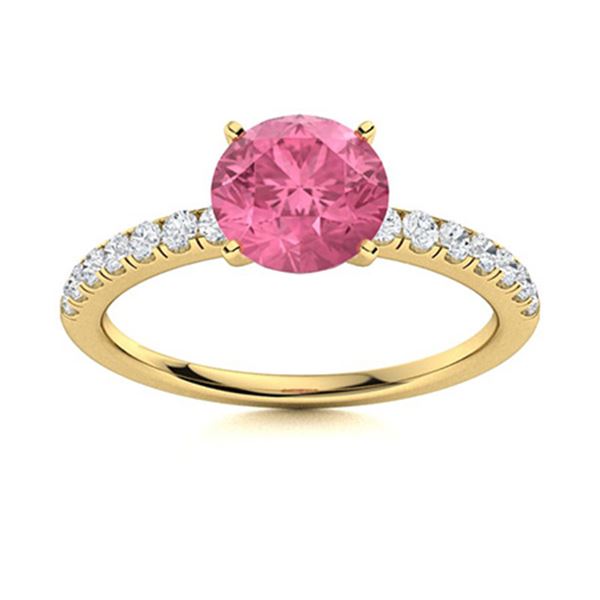 Natural 1.31 CTW Tourmaline & Diamond Engagement Ring 18K Yellow Gold
