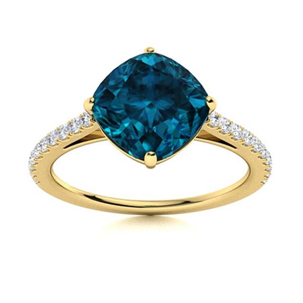 Natural 4.31 CTW Topaz & Diamond Engagement Ring 14K Yellow Gold