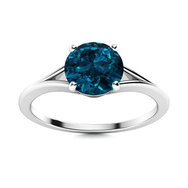 Natural 0.71 CTW Topaz Solitaire Ring 14K White Gold
