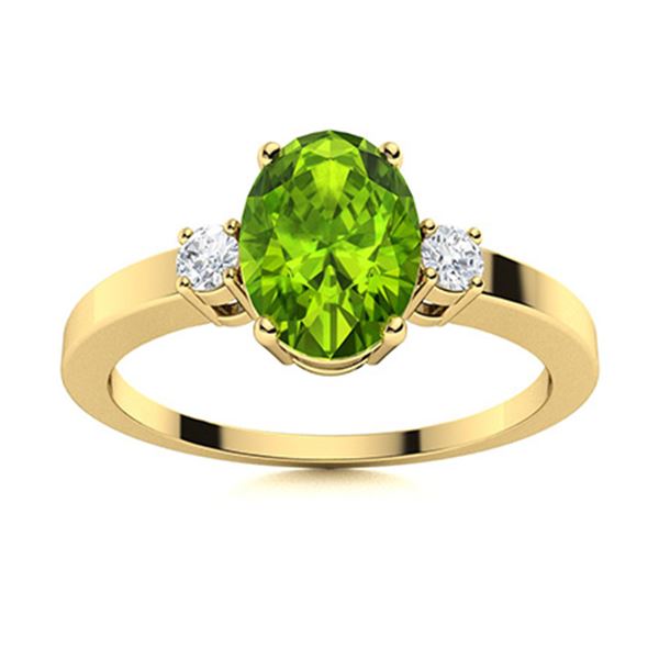 Natural 1.93 CTW Peridot & Diamond Engagement Ring 14K Yellow Gold