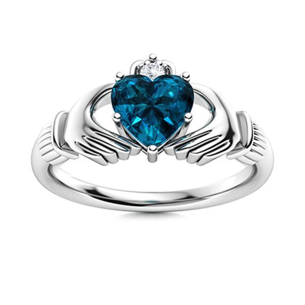 Natural 0.92 CTW Topaz & Diamond  Engagement Ring 14K White Gold