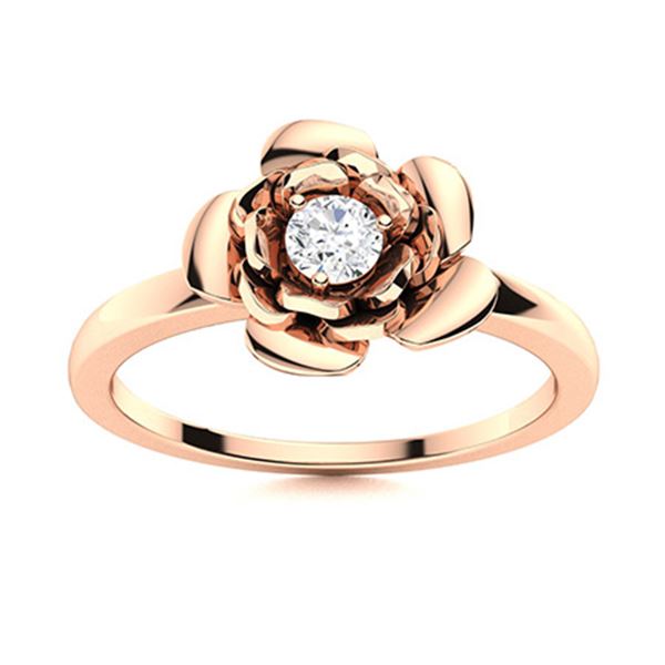 Natural 0.12 CTW Diamond Solitaire Ring 18K Rose Gold