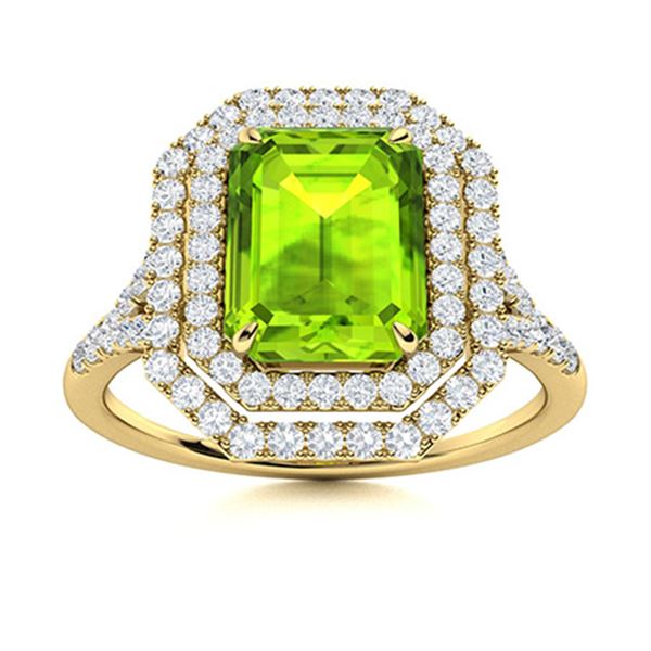 Natural 1.95 CTW Peridot & Diamond Engagement Ring 18K Yellow Gold