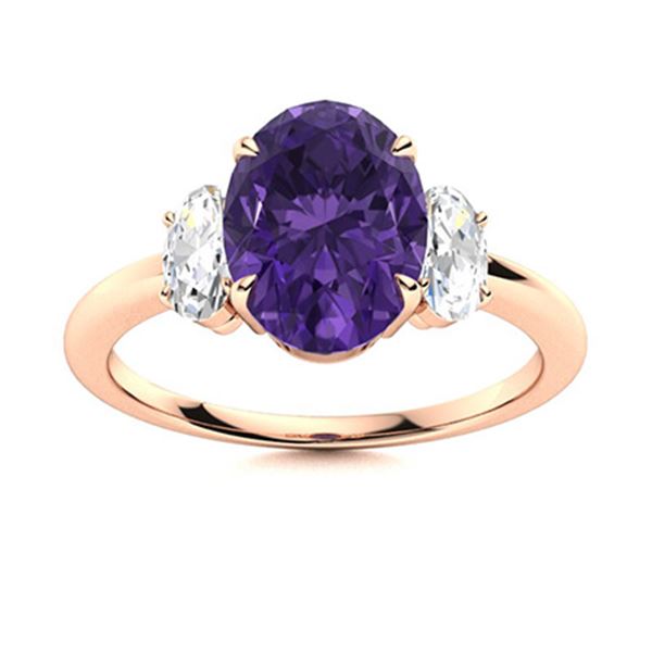 Natural 2.62 CTW Amethyst & Diamond Engagement Ring 14K Rose Gold