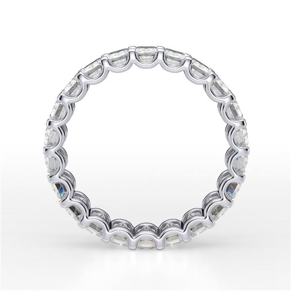 Natural 4.02 CTW U-Setting Emerald Cut Diamond Eternity Ring 18KT White Gold