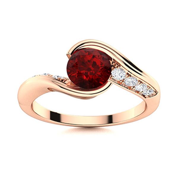 Natural 0.82 CTW Garnet & Diamond Engagement Ring 18K Rose Gold