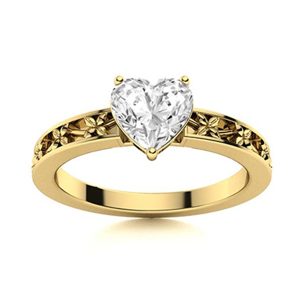 Natural 1.51 CTW Diamond Solitaire Ring 14K Yellow Gold