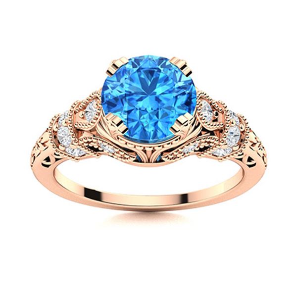 Natural 0.96 CTW Topaz & Diamond Engagement Ring 18K Rose Gold