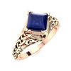 Image 2 : Natural 0.99 CTW Sapphire Solitaire Ring 14K Rose Gold