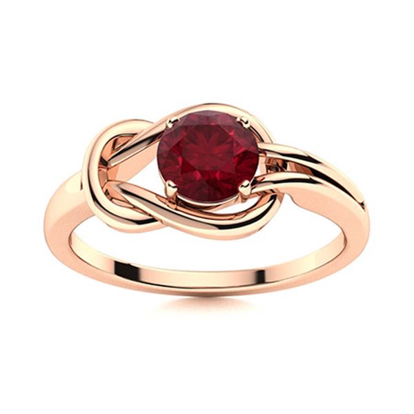 Natural 0.59 CTW Ruby Solitaire Ring 18K Rose Gold