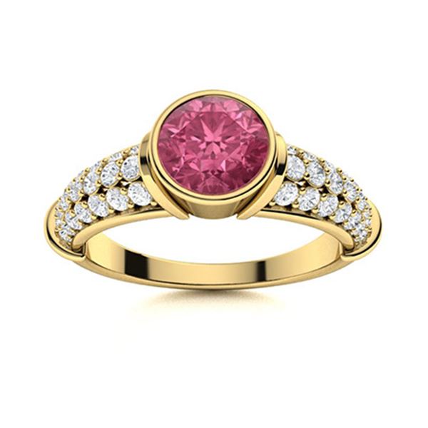 Natural 1.60 CTW Tourmaline & Diamond Engagement Ring 14K Yellow Gold