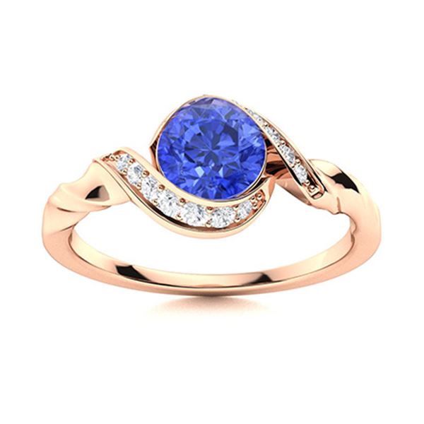 Natural 1.14 CTW Ceylon Sapphire & Diamond Engagement Ring 14K Rose Gold