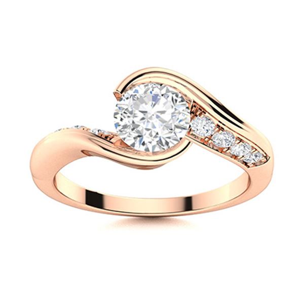Natural 1.46 CTW Diamond Solitaire Ring 14K Rose Gold