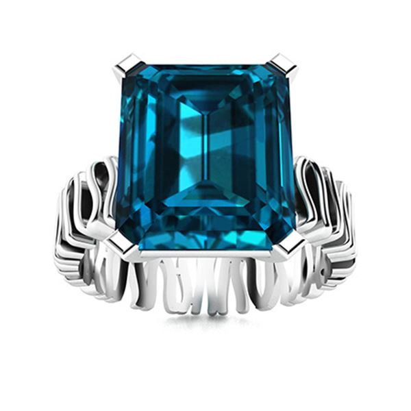 Natural 10.31 CTW Topaz Solitaire Ring 18K White Gold