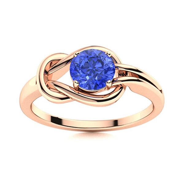 Natural 1.32 CTW Ceylon Sapphire Solitaire Ring 18K Rose Gold