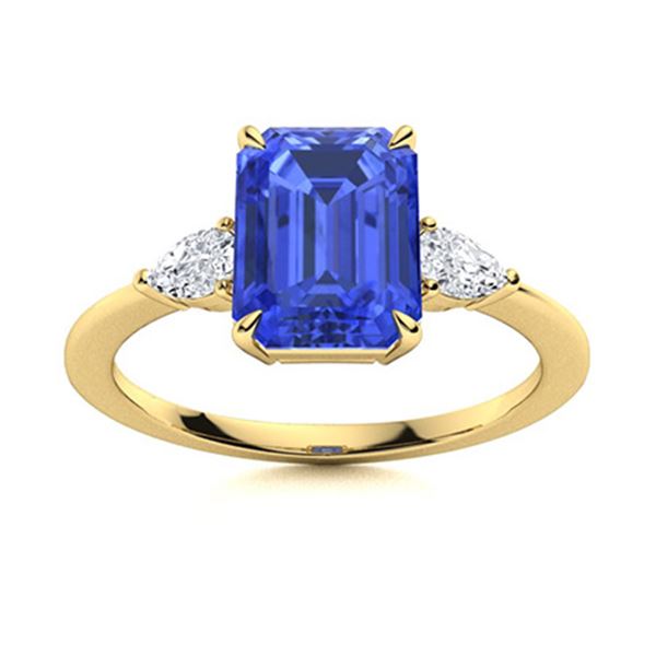 Natural 2.58 CTW Ceylon Sapphire & Diamond Engagement Ring 18K Yellow Gold