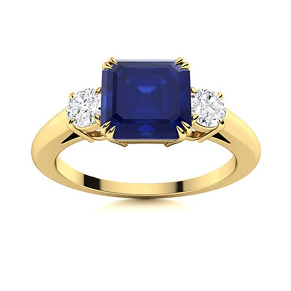 Natural 1.78 CTW Sapphire & Diamond Engagement Ring 14K Yellow Gold