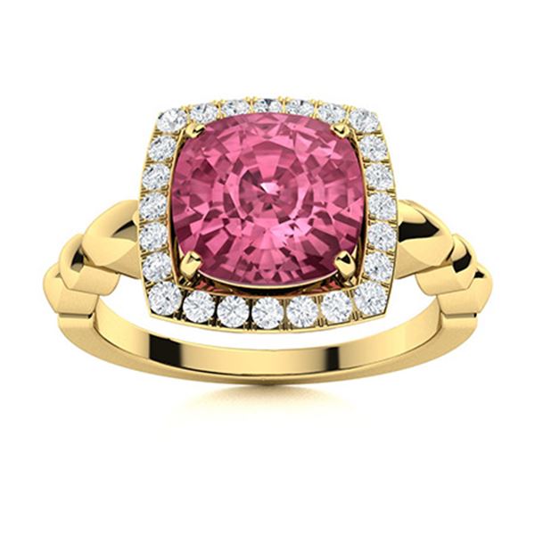 Natural 2.24 CTW Tourmaline & Diamond Engagement Ring 18K Yellow Gold