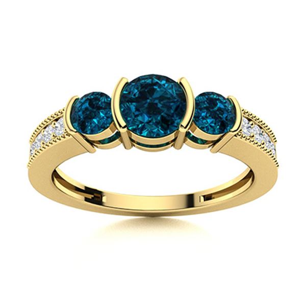 Natural 0.89 CTW Topaz & Diamond Engagement Ring 18K Yellow Gold