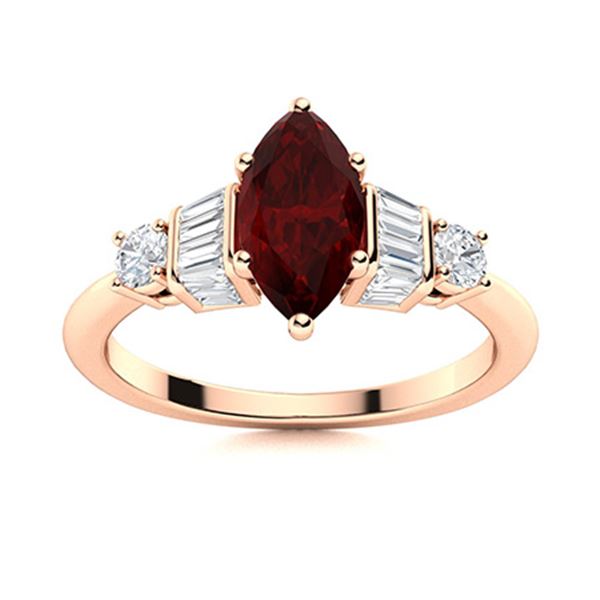 Natural 1.51 CTW Garnet & Diamond Engagement Ring 18K Rose Gold