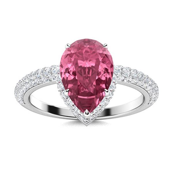 Natural 2.14 CTW Tourmaline & Diamond Engagement Ring 18K White Gold