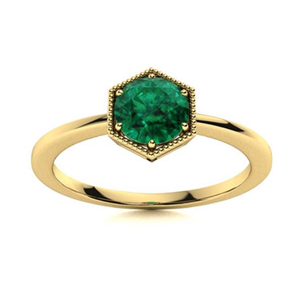 Natural 1.56 CTW Emerald Solitaire Ring 14K Yellow Gold