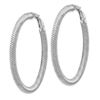 Image 2 : 10k White Gold Twisted Round Omega Back Hoop Earrings - 40 mm