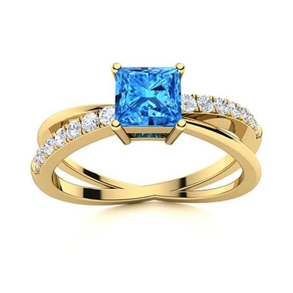Natural 0.92 CTW Topaz & Diamond Engagement Ring 14K Yellow Gold