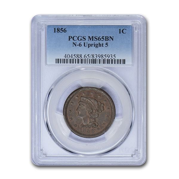 1856 Large Cent MS-65 PCGS (Brown, Upright 5)