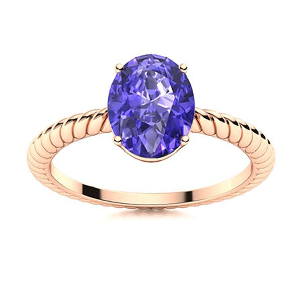 Natural 0.80 CTW Tanzanite Solitaire Ring 14K Rose Gold