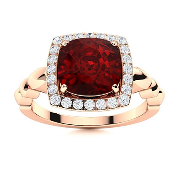 Natural 2.43 CTW Garnet & Diamond Engagement Ring 14K Rose Gold