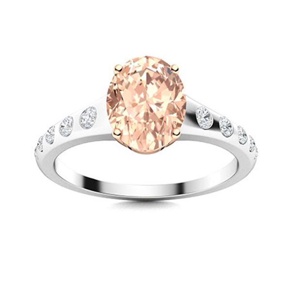Natural 1.28 CTW Morganite & Diamond Engagement Ring 18K White Gold