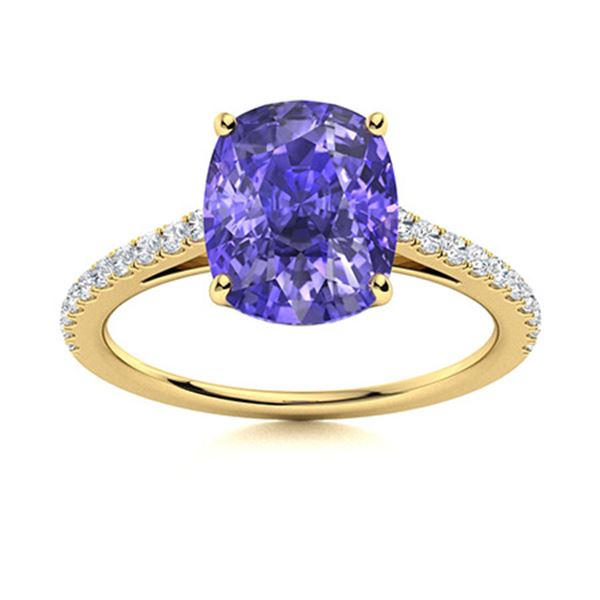 Natural 2.89 CTW Tanzanite & Diamond Engagement Ring 18K Yellow Gold