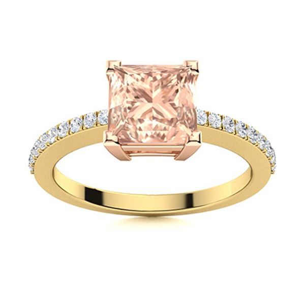 Natural 0.69 CTW Morganite & Diamond  Engagement Ring 14K Yellow Gold