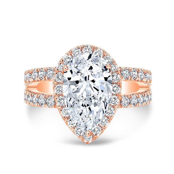 Natural 1.62 CTW Pear Cut Split Shank Diamond Engagement Ring 14KT Rose Gold