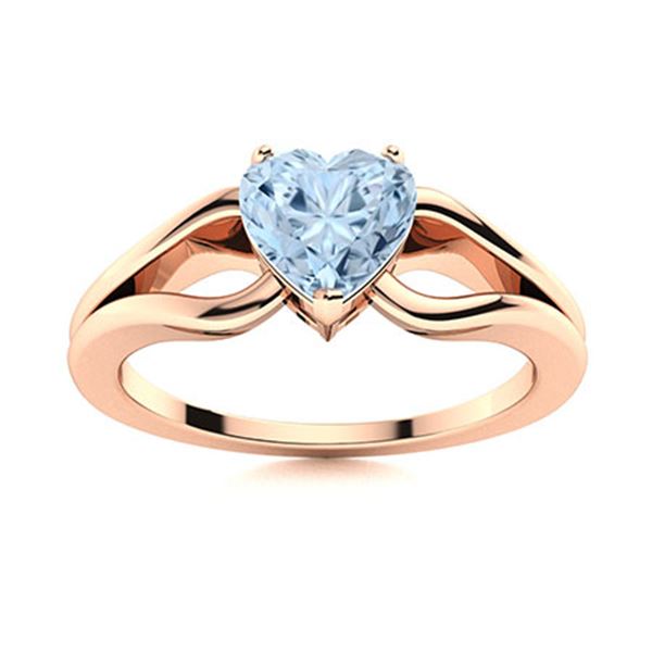 Natural 1.56 CTW Aquamarine Solitaire Ring 18K Rose Gold