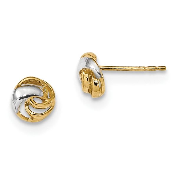 14k Gold Two-Tone Polished Fancy Post Earrings