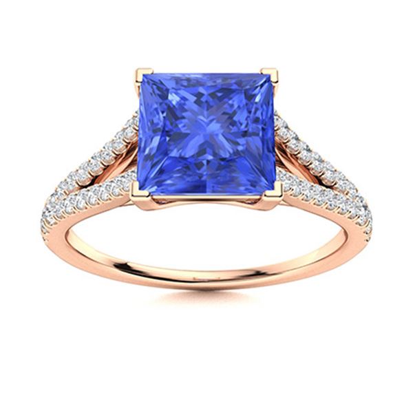 Natural 0.96 CTW Ceylon Sapphire & Diamond Engagement Ring 14K Rose Gold