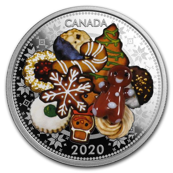 2020 Canada 1 oz Silver $20 Holiday Cookies (Murano Glass)