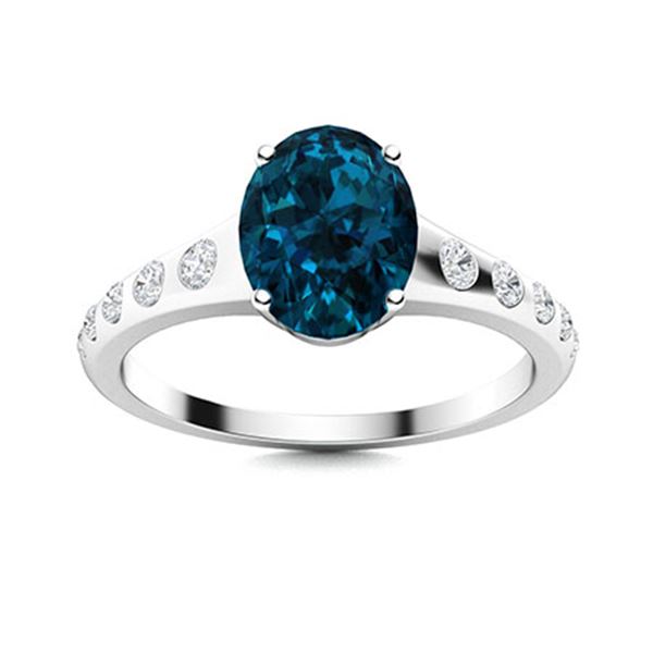 Natural 1.19 CTW Topaz & Diamond Engagement Ring 14K White Gold