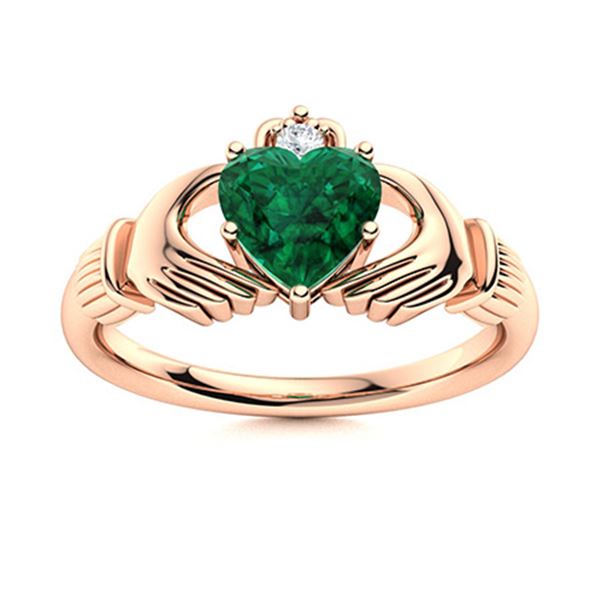 Natural 0.46 CTW Emerald & Diamond Engagement Ring 14K Rose Gold