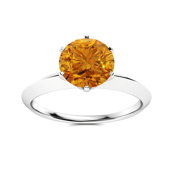 Natural 1.21 CTW Citrine Solitaire Ring 14K White Gold