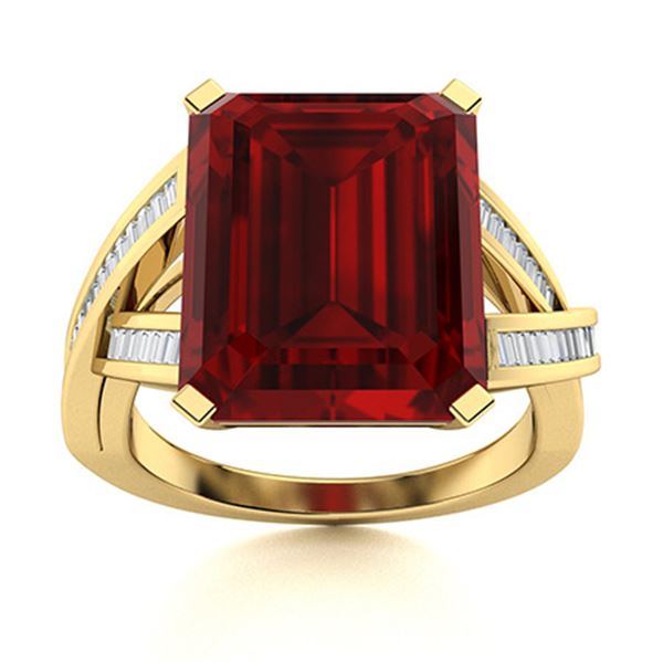 Natural 6.06 CTW Garnet & Diamond Engagement Ring 18K Yellow Gold