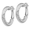 Image 2 : 14k White Gold Diamond-cut Omega Back Hoop Earrings - 4x15 mm