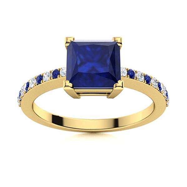 Natural 0.84 CTW Sapphire & Diamond  Engagement Ring 14K Yellow Gold