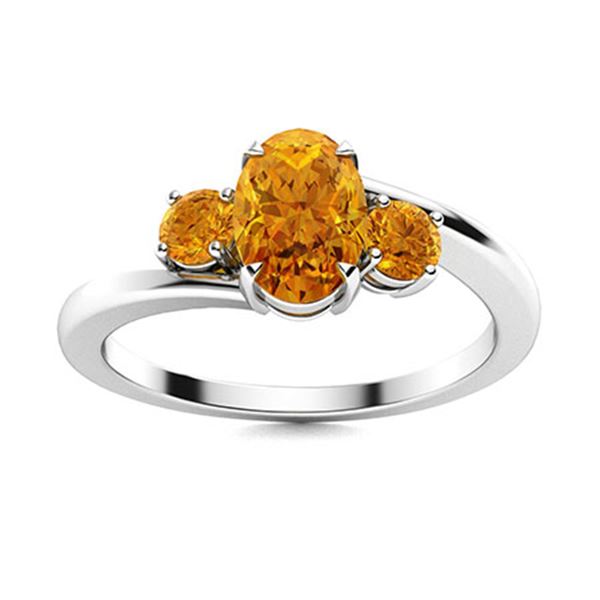 Natural 1.0 CTW Citrine Solitaire Ring 18K White Gold